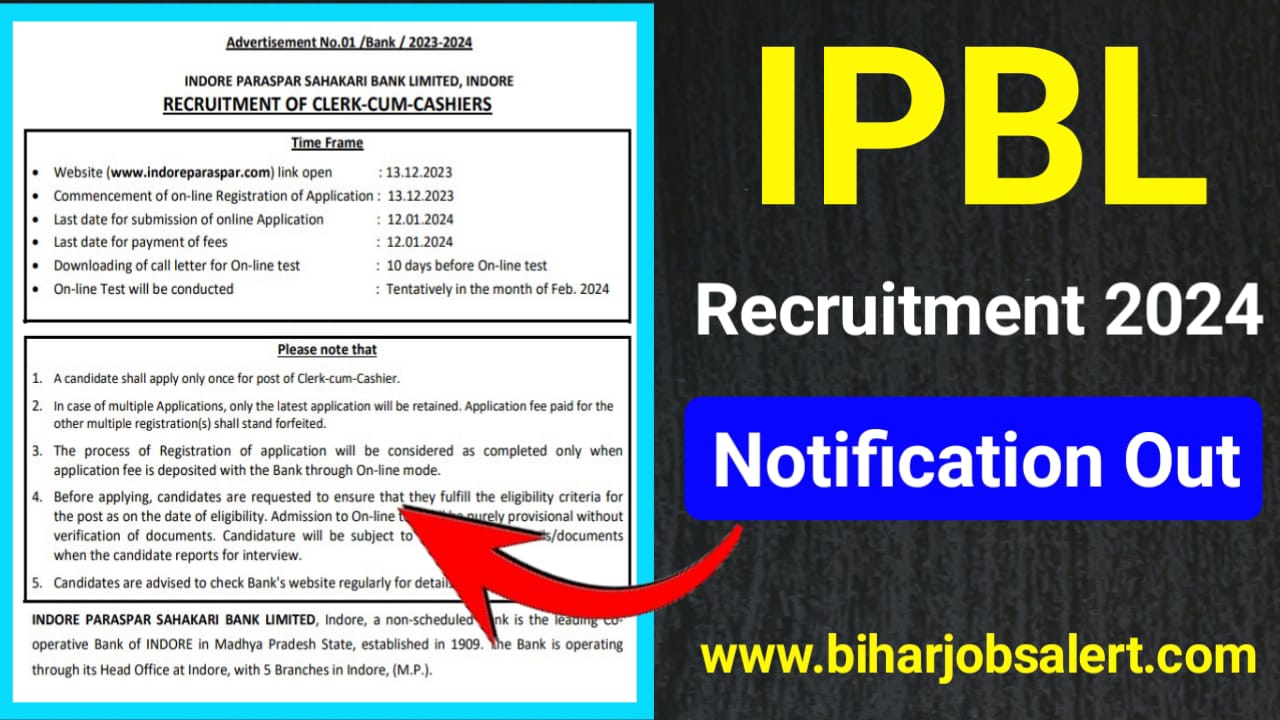 Indore Paraspar Sahakari Bank Recruitment 2024