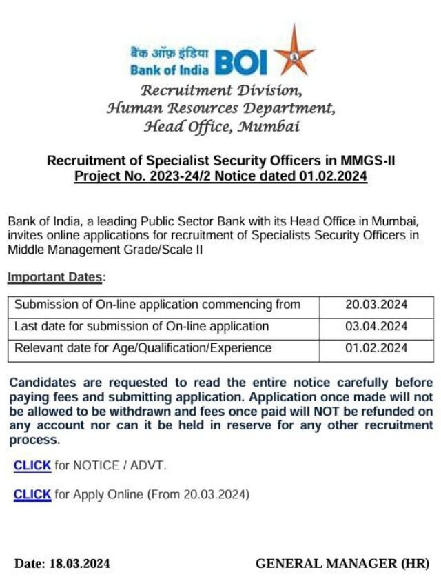 BOI Security Officer Recruitment 2024